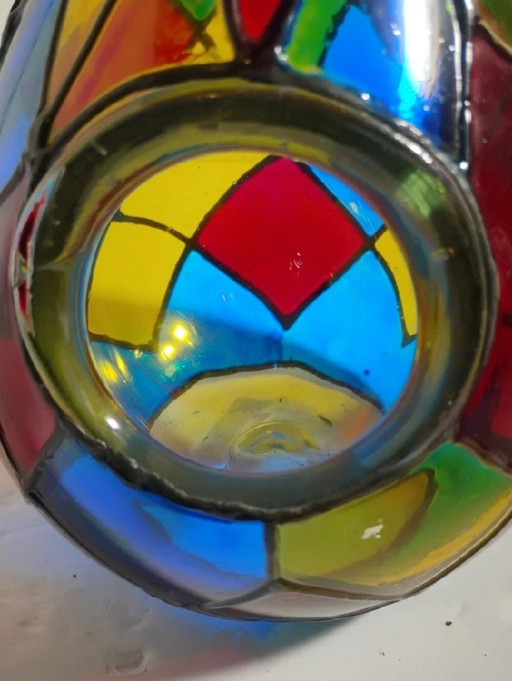 Vidrio Handblown  Glass   Multicolor Wine Cooler Signed Made In Mexico